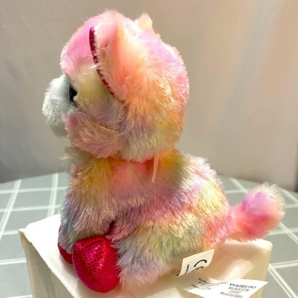 RARE ZURU Meowing Pet Cat Pink Pastel Rainbow Glitter Eyes Plush Paris, France - Picture 8 of 9
